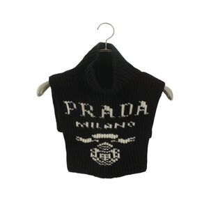 Prada Ums417 Front Logo High Neck Cashmere Scarf Knit Men's ONE SIZE